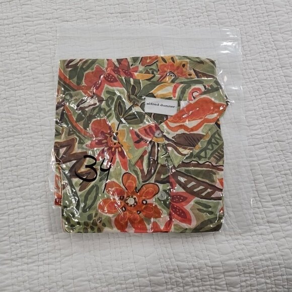 Alfred Dunner Top Women's 18 Green Orange Floral Fall Leaves Button Down Shirt - Picture 15 of 15